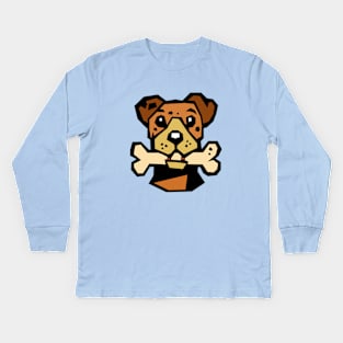 Bone Enthusiast Pup: Meet the Canine Connoisseur of Chewables! Kids Long Sleeve T-Shirt